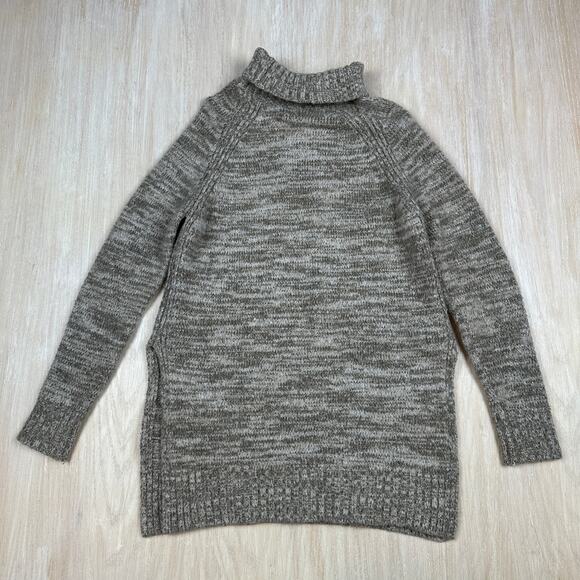 Zara Knit Tunic Chunky Turtleneck Gray Casual Slit Waist Long Sleeve Sweater S - Picture 7 of 13